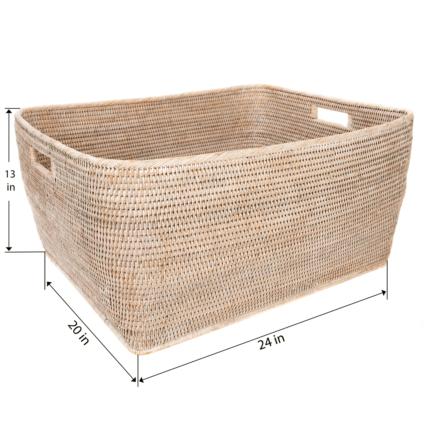 Rattan Family Basket with Cutout Handles
