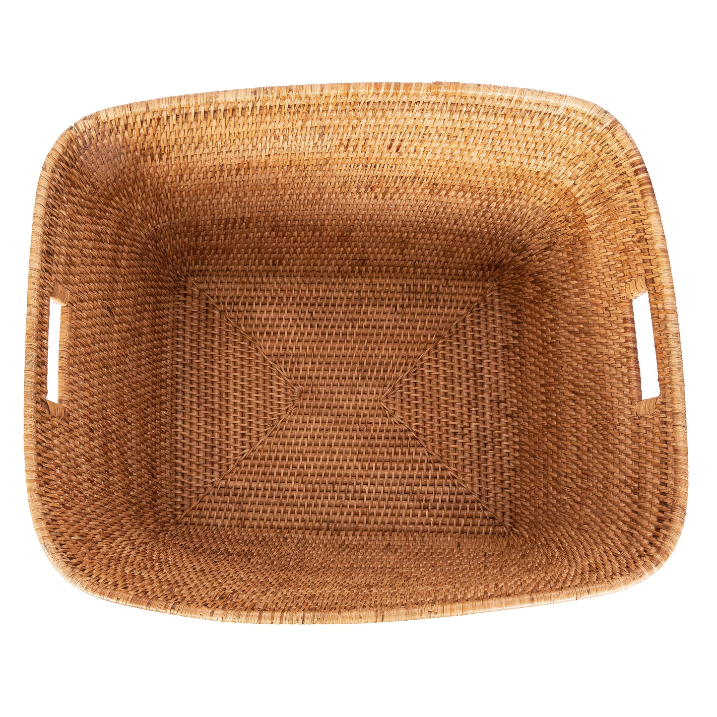 Rattan Family Basket with Cutout Handles