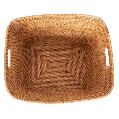 Rattan Family Basket with Cutout Handles