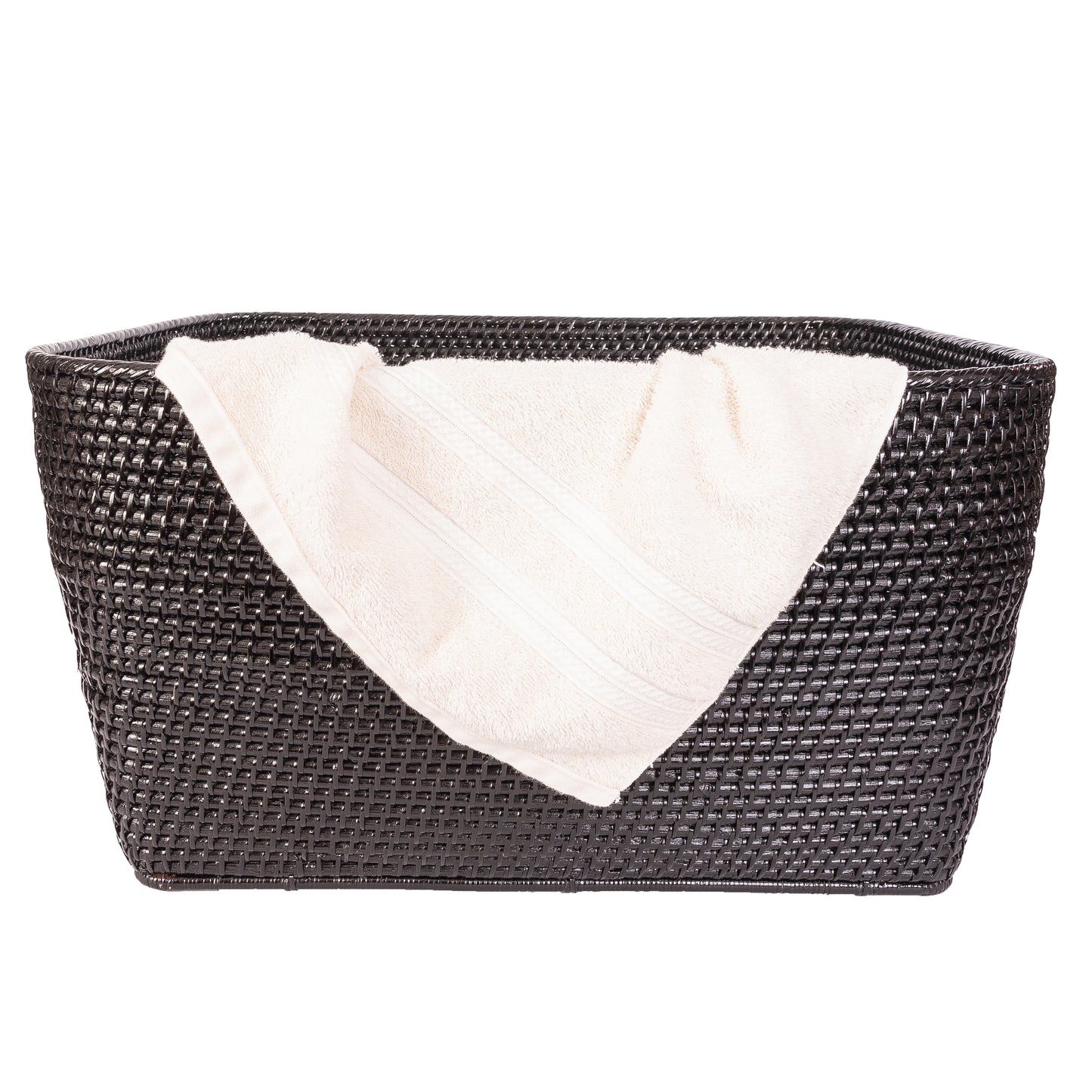 Rattan Family Basket with Cutout Handles