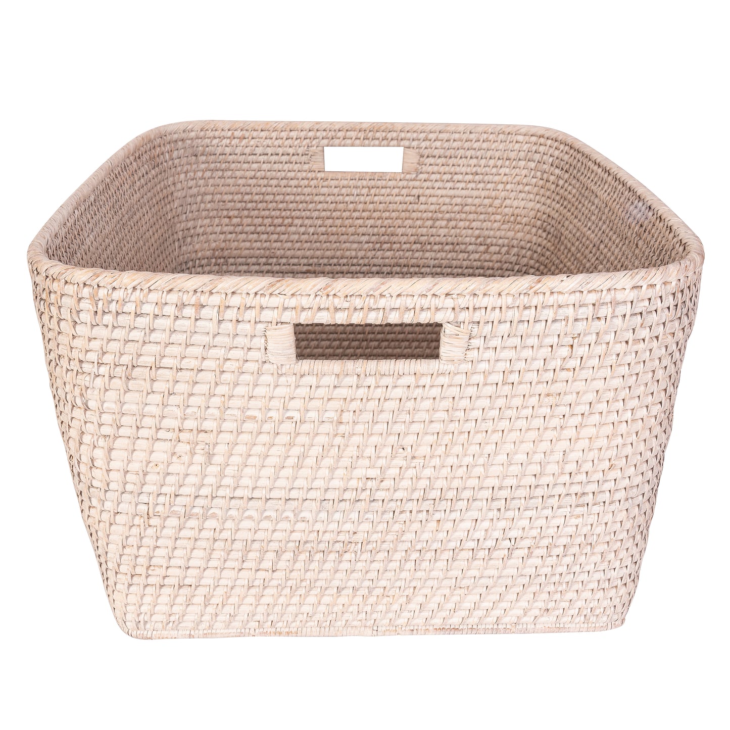 Rattan Family Basket with Cutout Handles