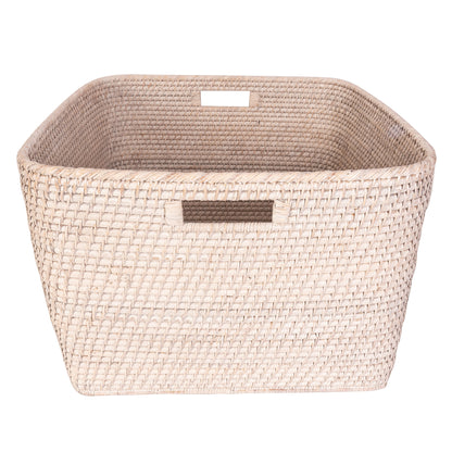 Rattan Family Basket with Cutout Handles