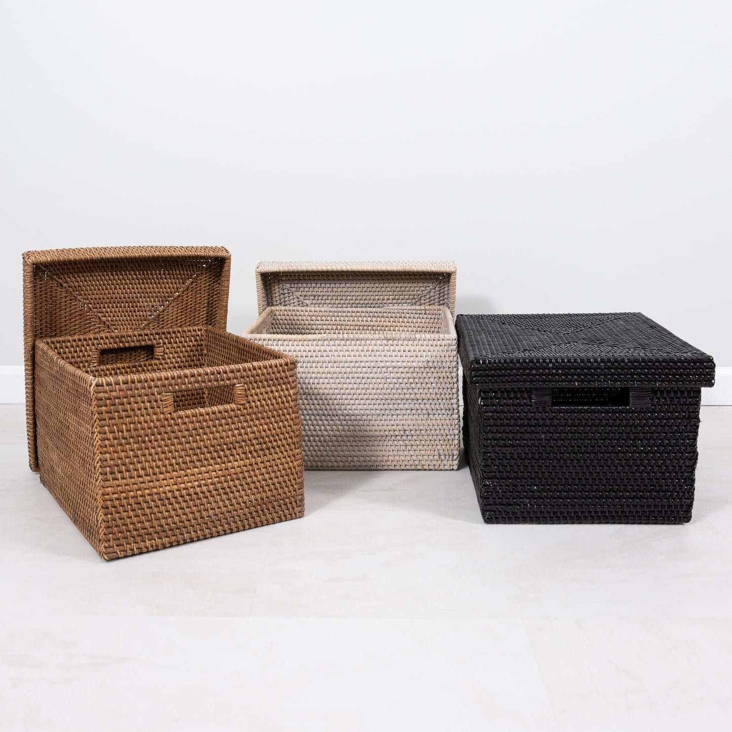 Rattan Letter File Storage Box with Lid