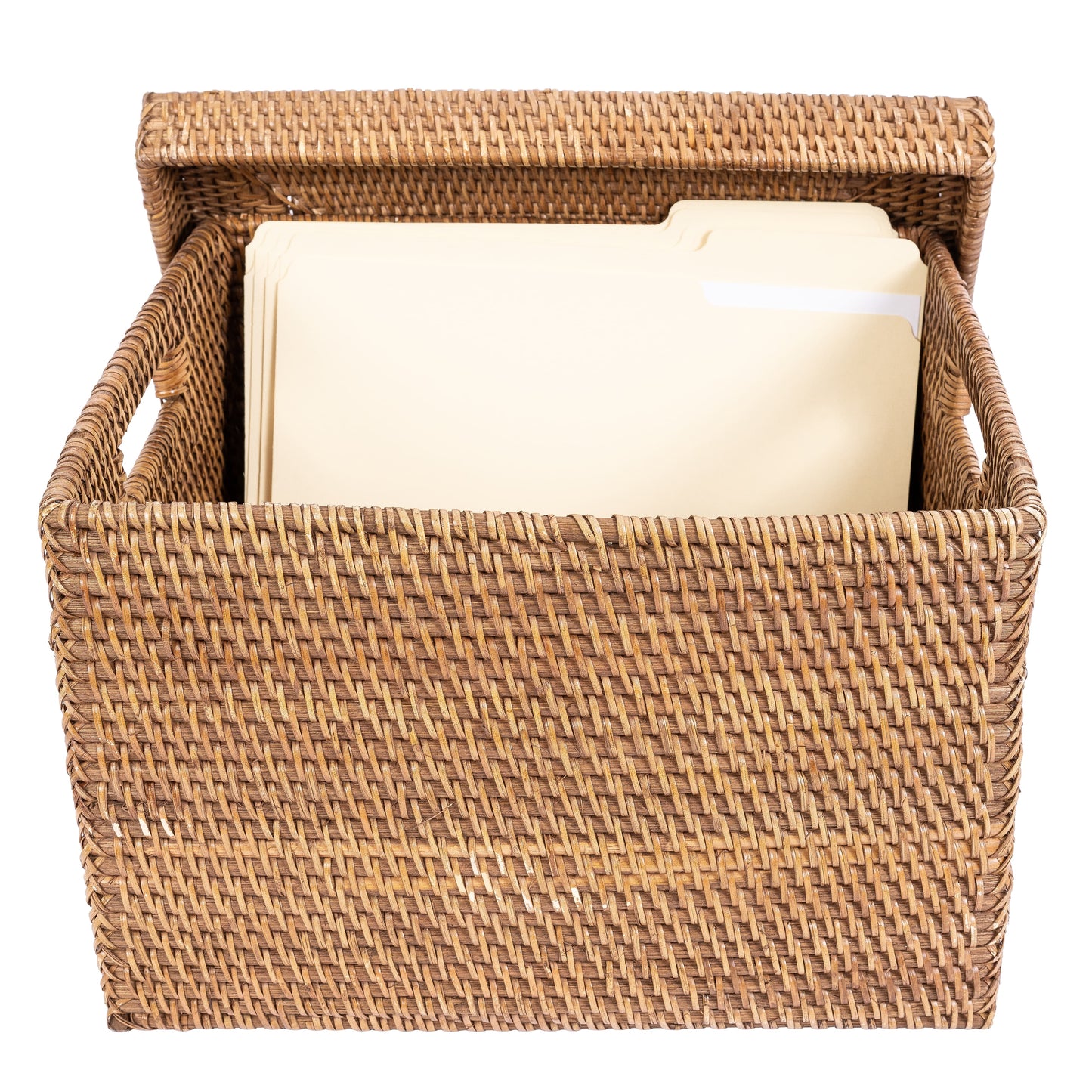 Rattan Letter File Storage Box with Lid