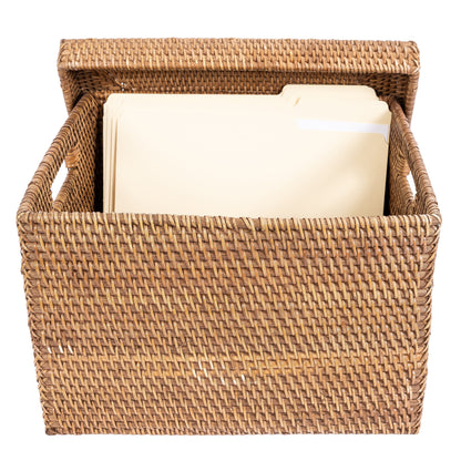 Rattan Letter File Storage Box with Lid