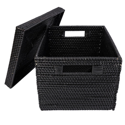 Rattan Letter File Storage Box with Lid