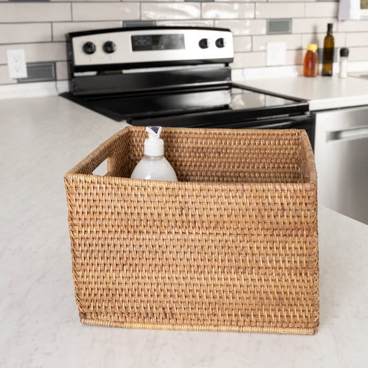 Square Storage Basket with Cutout Handles