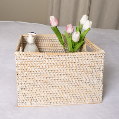 Square Storage Basket with Cutout Handles