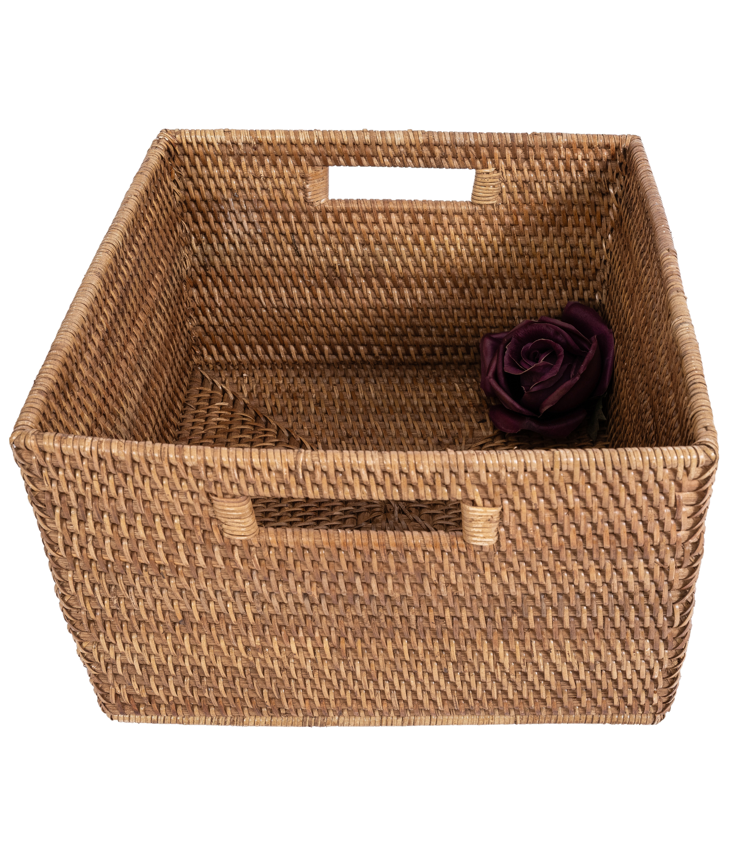 Square Storage Basket with Cutout Handles