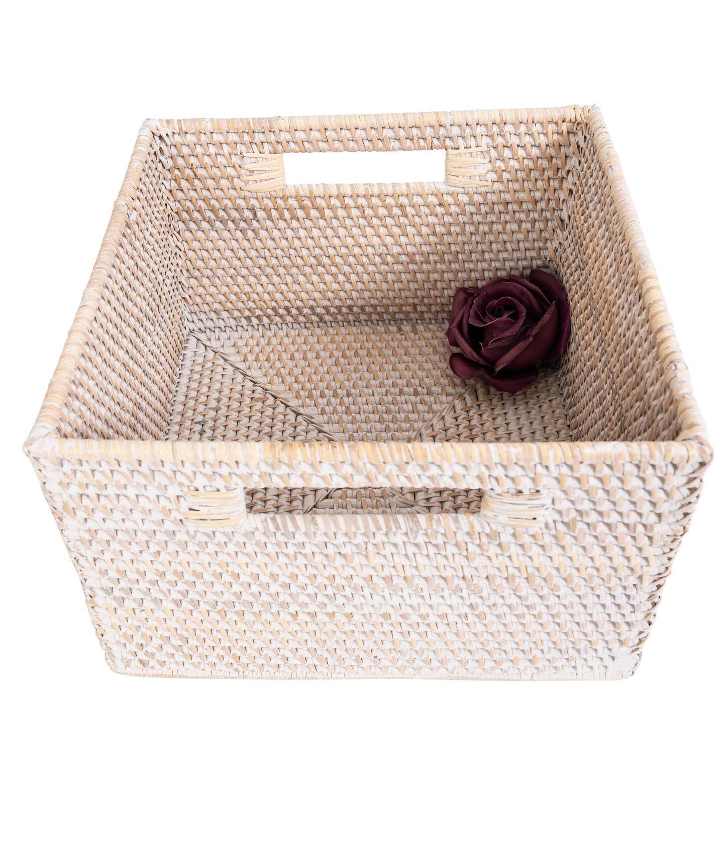 Square Storage Basket with Cutout Handles