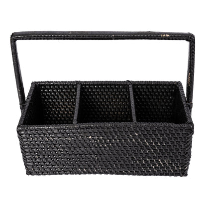 Rattan 3-Section Cutlery Caddy – Utensil Holder