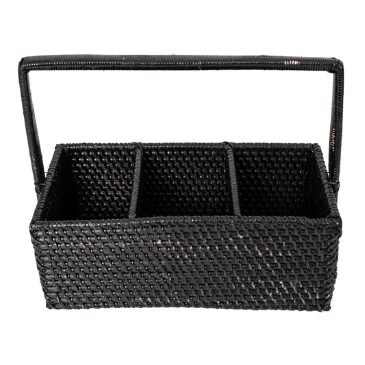 Rattan 3-Section Cutlery Caddy – Utensil Holder