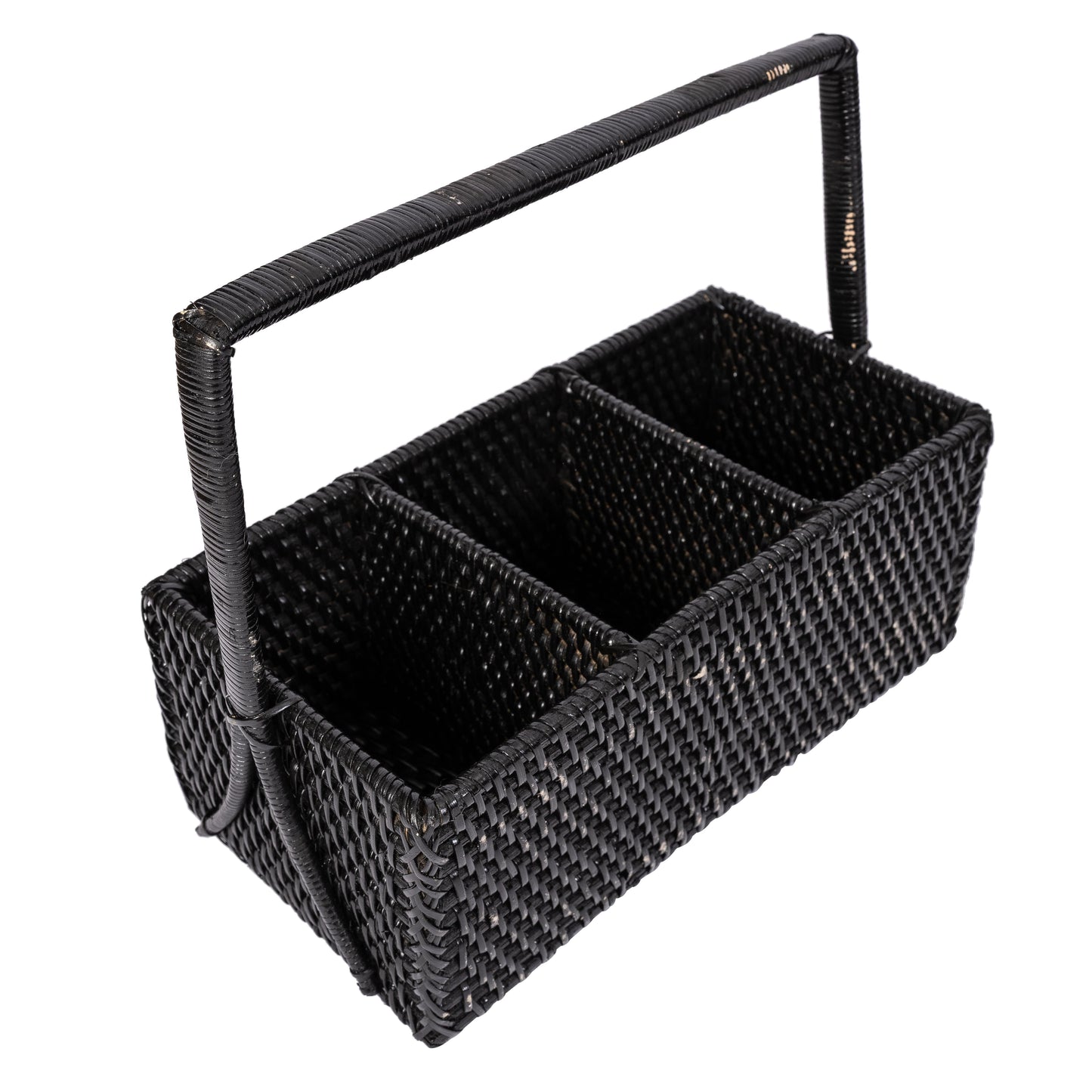 Rattan 3-Section Cutlery Caddy – Utensil Holder
