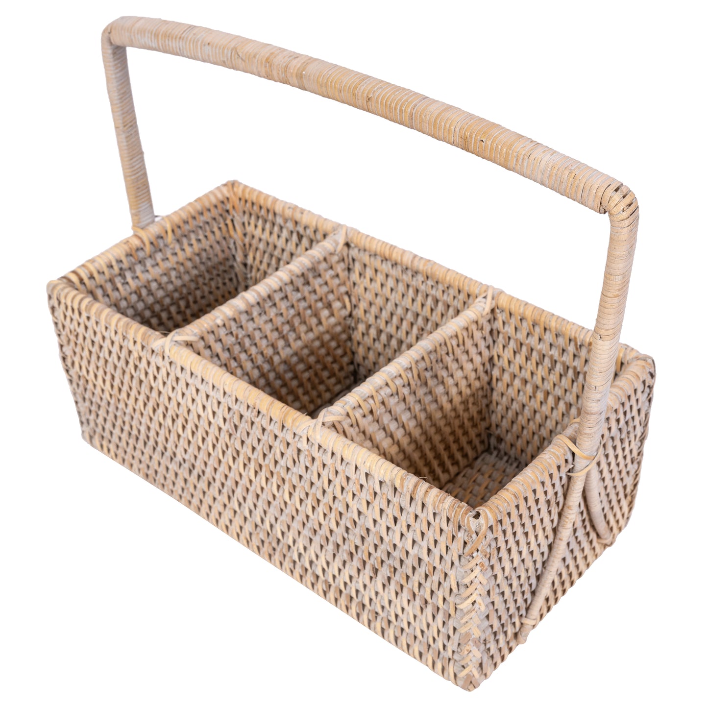 Rattan 3-Section Cutlery Caddy – Utensil Holder
