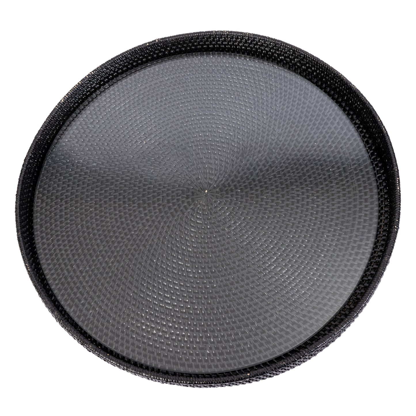 Rattan Round Serving & Ottoman Tray with Glass Insert