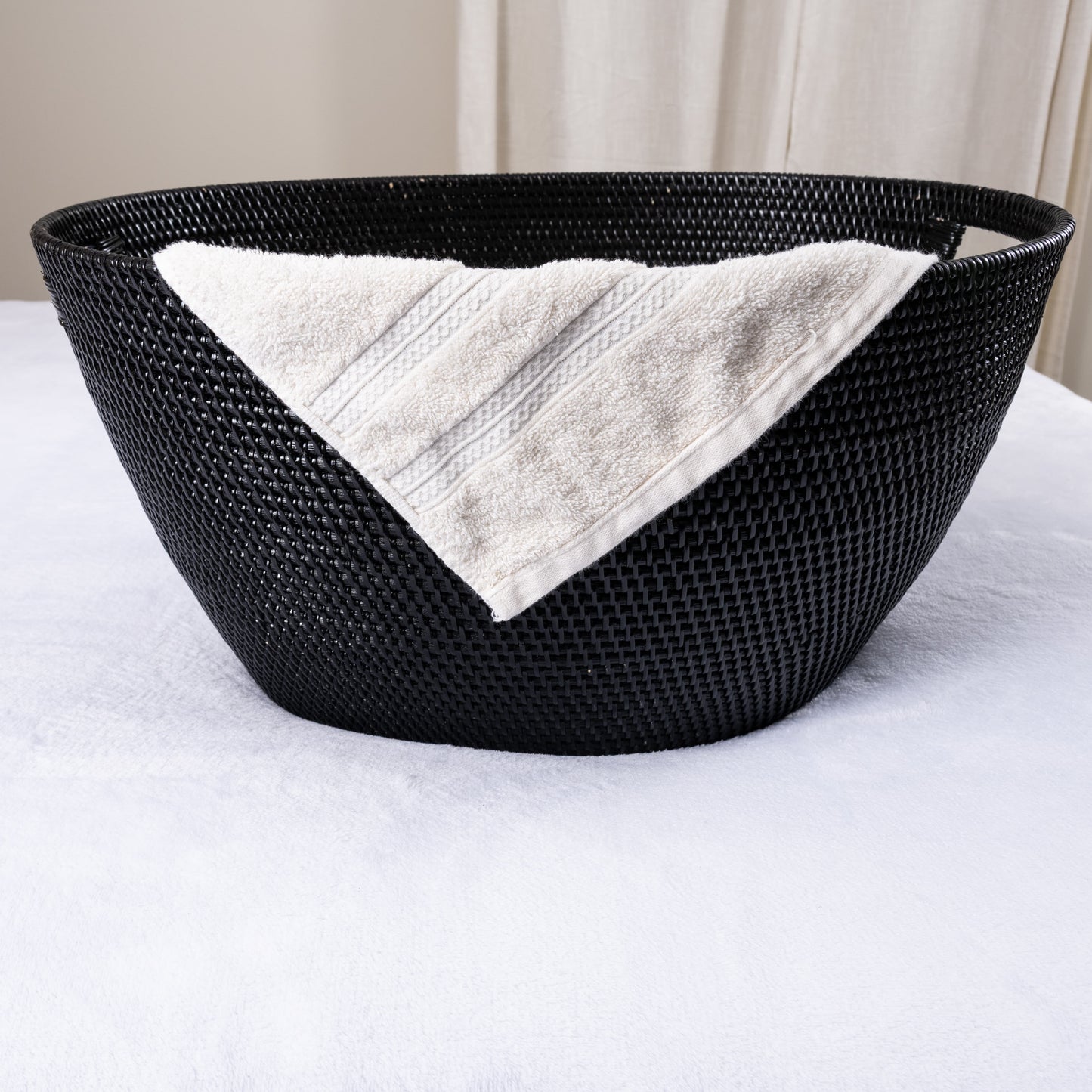 Rattan Laundry Basket with Cutout Handles