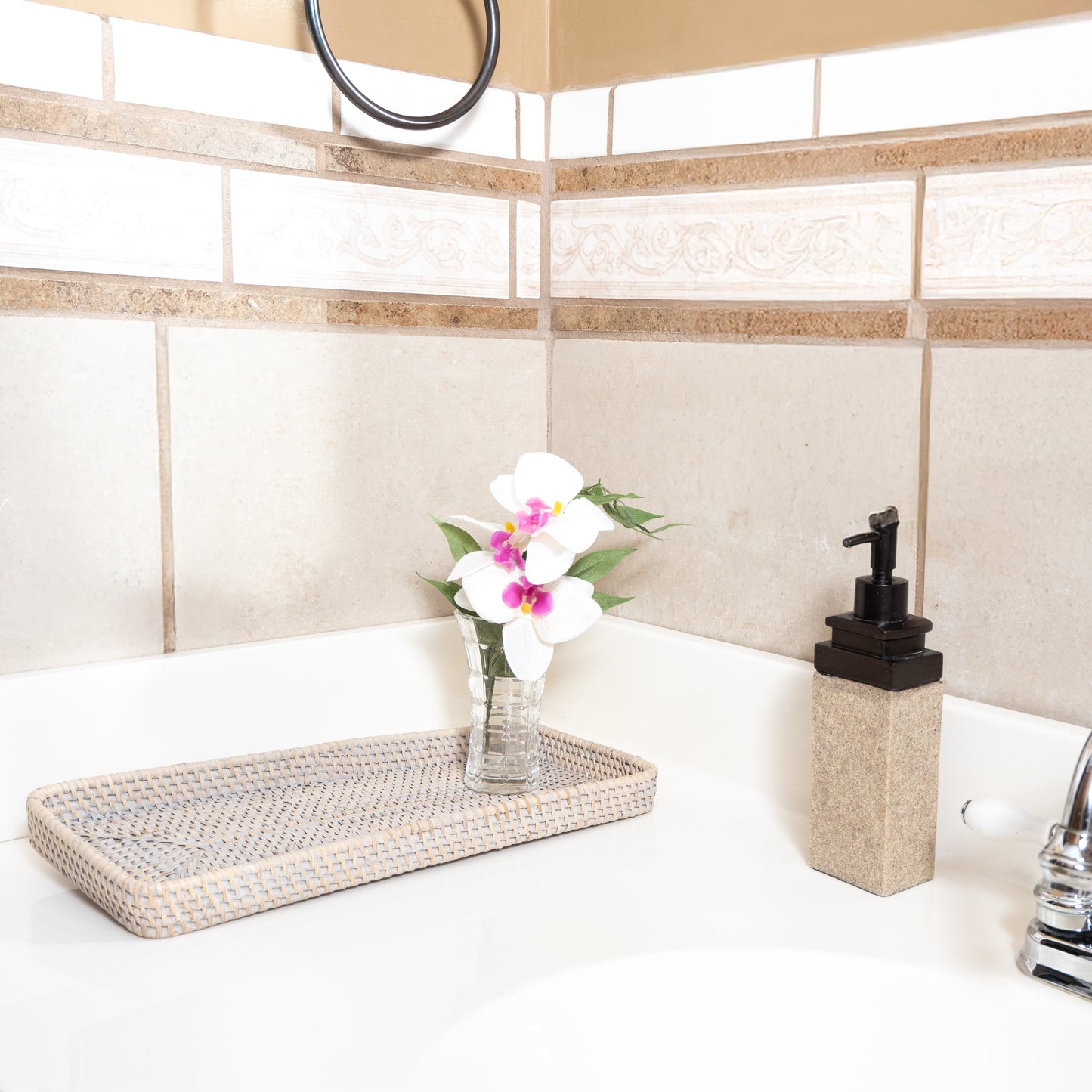 Rattan Rectangular Vanity Tray