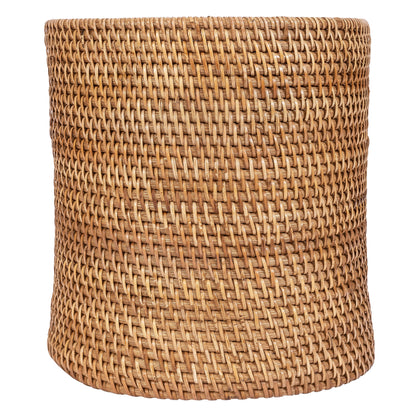 Oval Rattan Waste Basket with Metal Liner