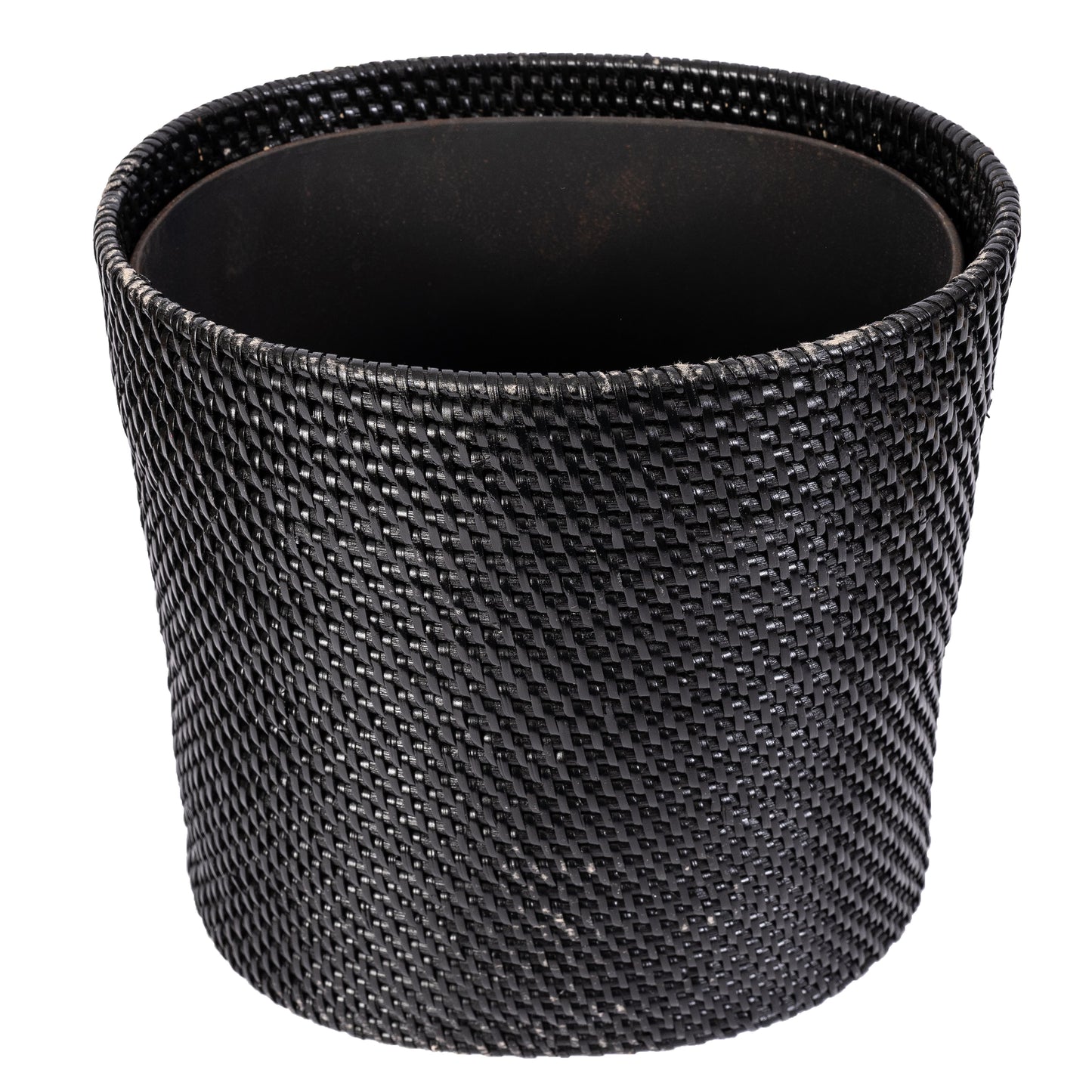 Oval Rattan Waste Basket with Metal Liner