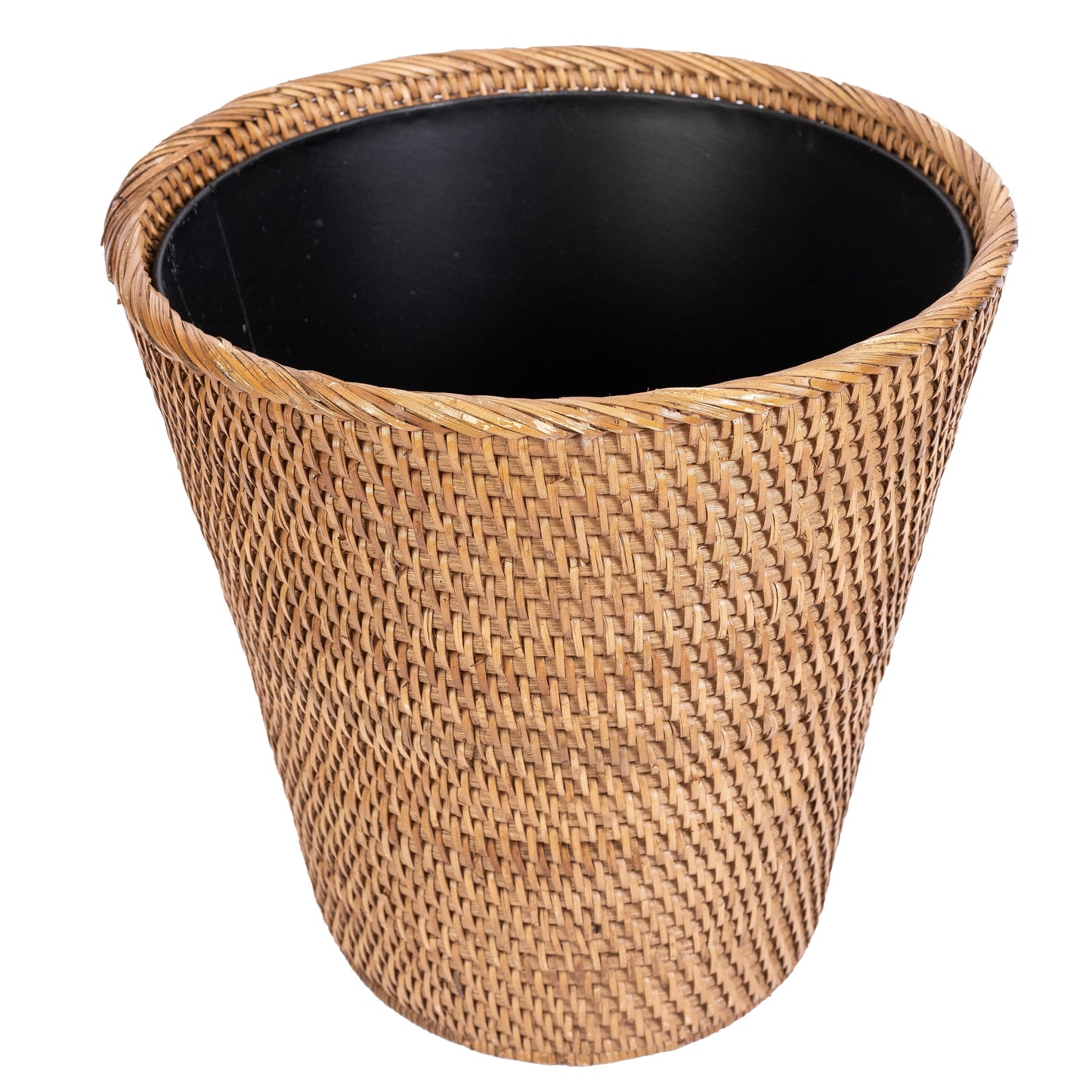 Rattan Round Tapered Waste Basket with Metal Liner