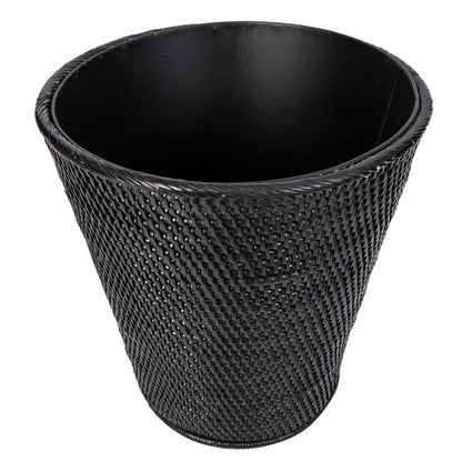 Rattan Round Tapered Waste Basket with Metal Liner