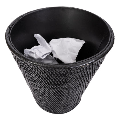 Rattan Round Tapered Waste Basket with Metal Liner