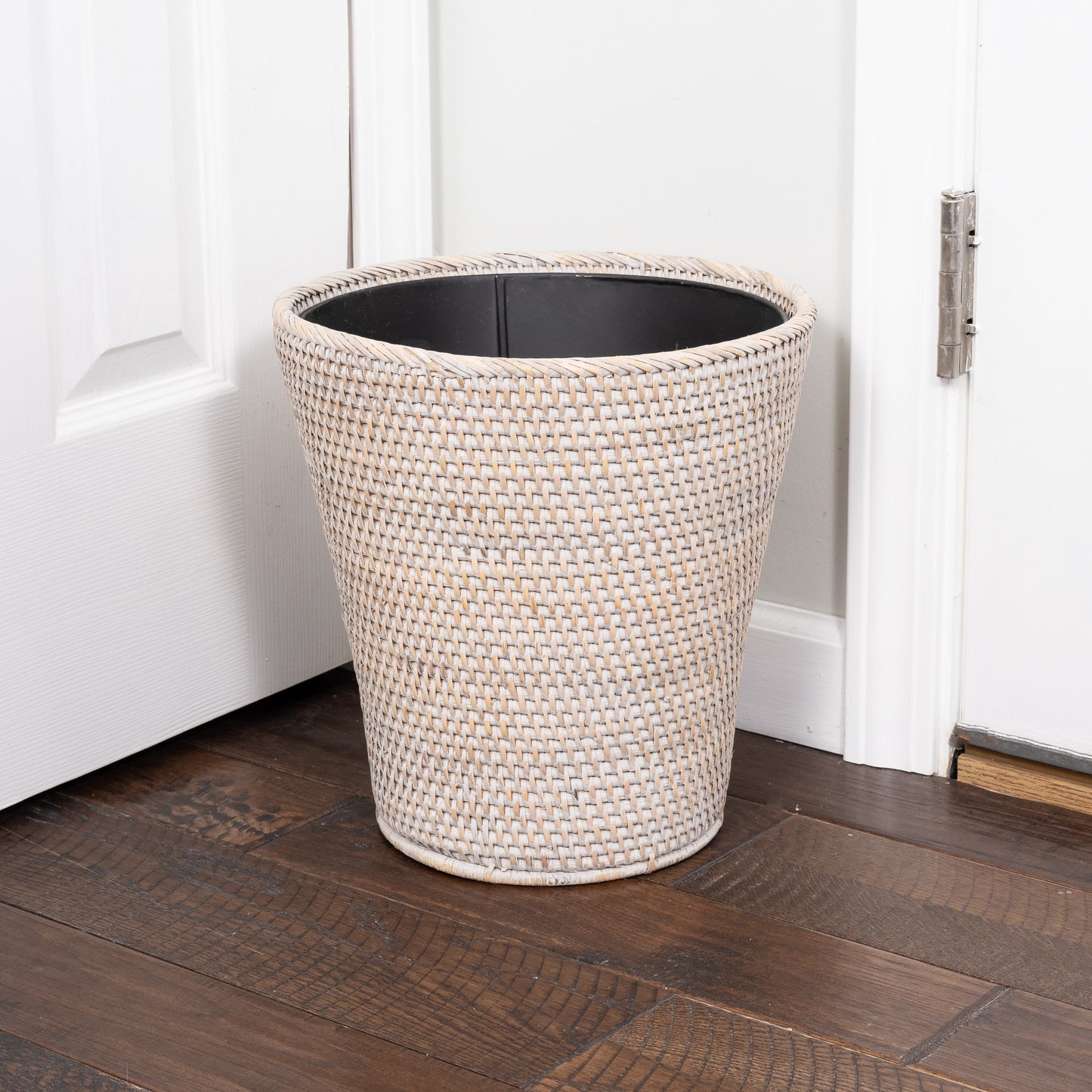Rattan Round Tapered Waste Basket with Metal Liner