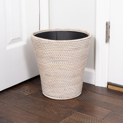 Rattan Round Tapered Waste Basket with Metal Liner