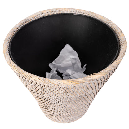 Rattan Round Tapered Waste Basket with Metal Liner