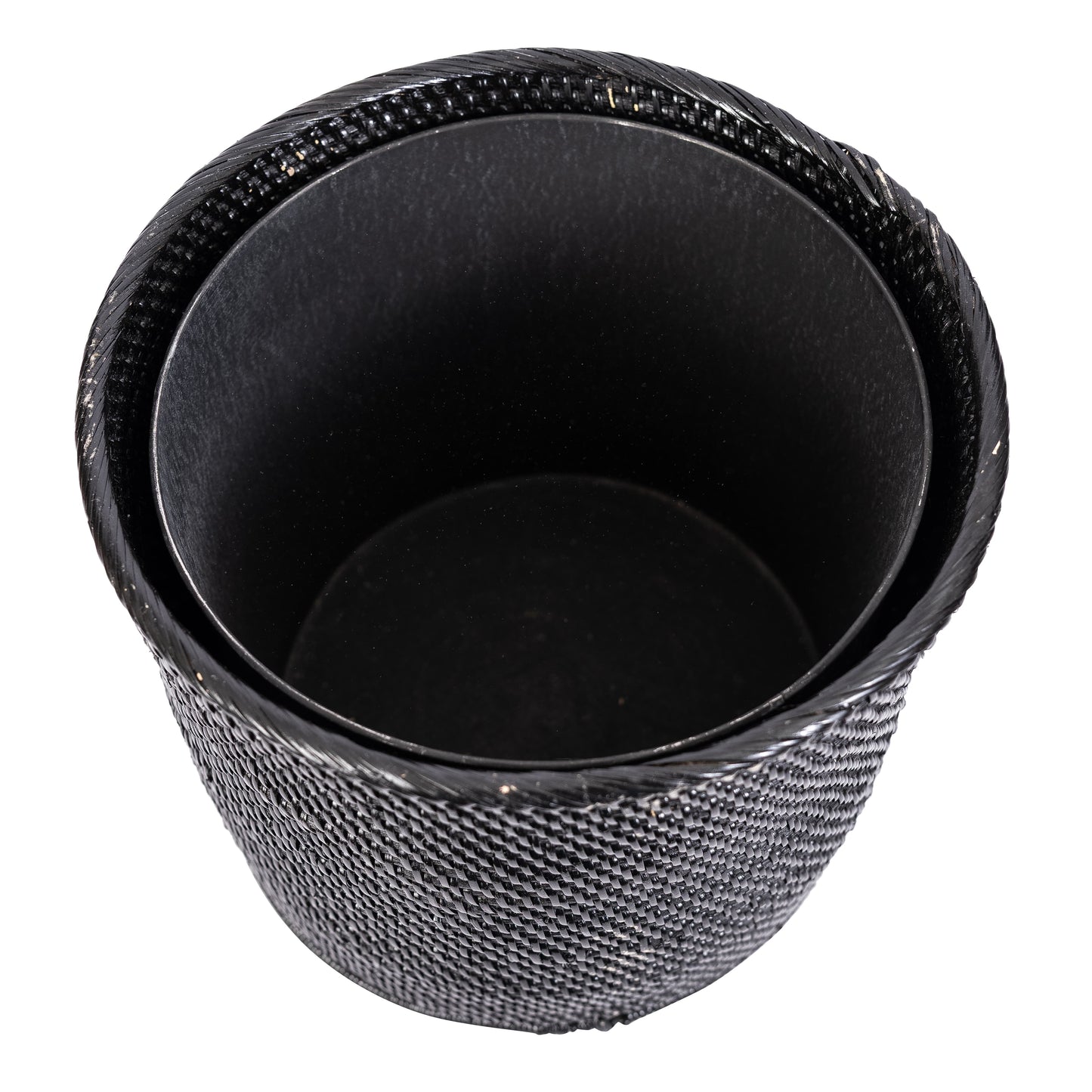 Rattan Round Waste Basket with Metal Liner