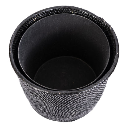 Rattan Round Waste Basket with Metal Liner