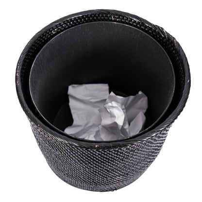 Rattan Round Waste Basket with Metal Liner