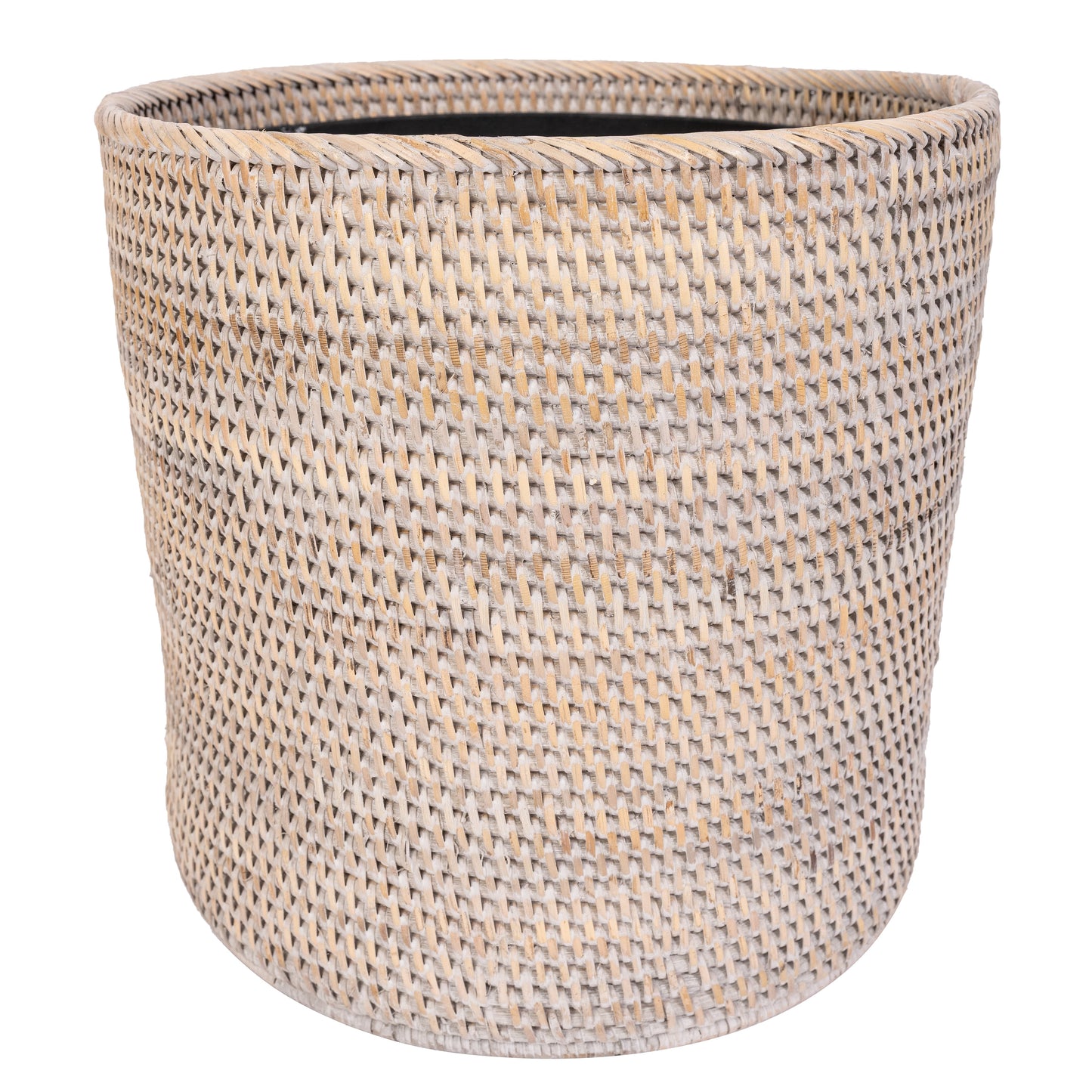 Rattan Round Waste Basket with Metal Liner