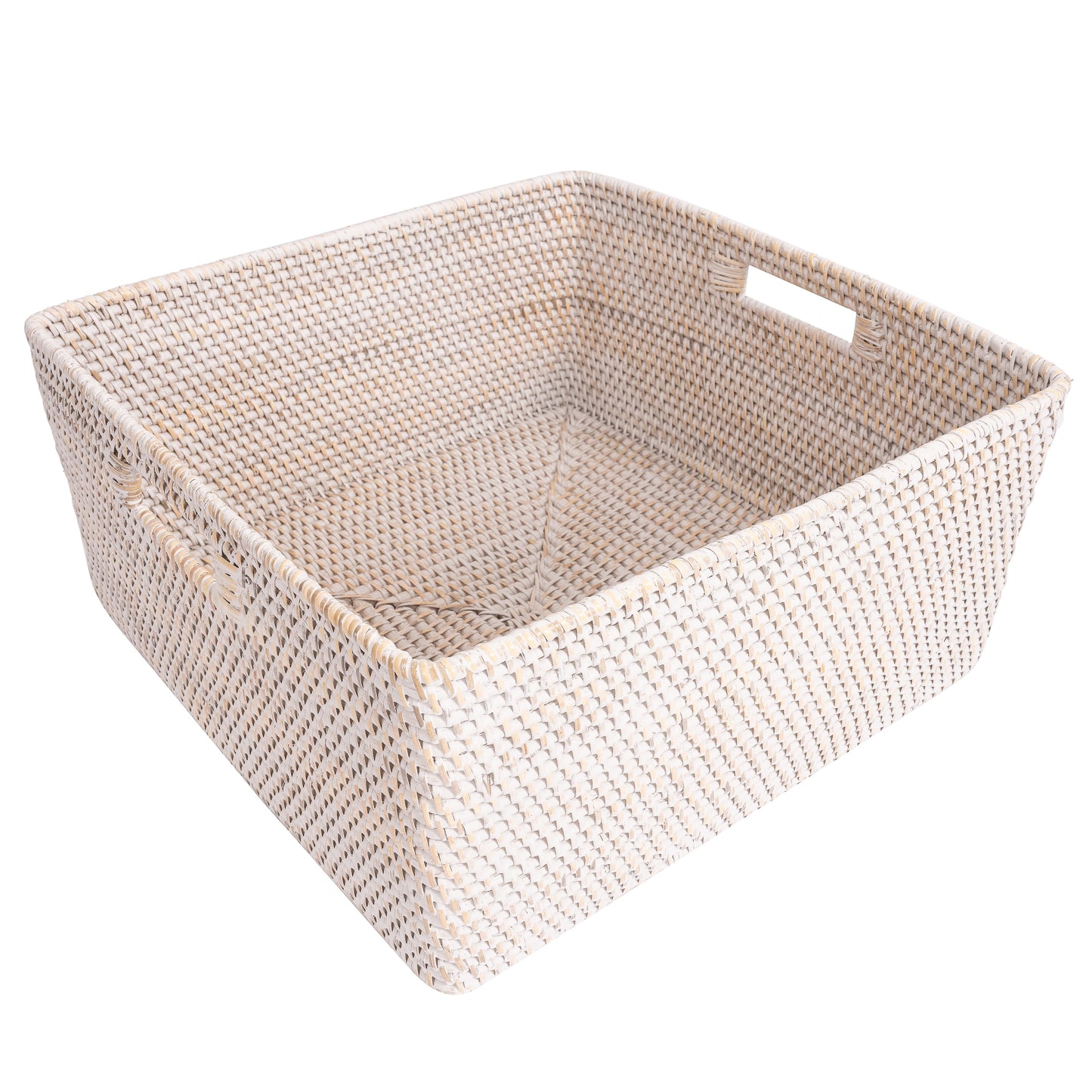 Square Rattan Storage Basket with Rounded Corners