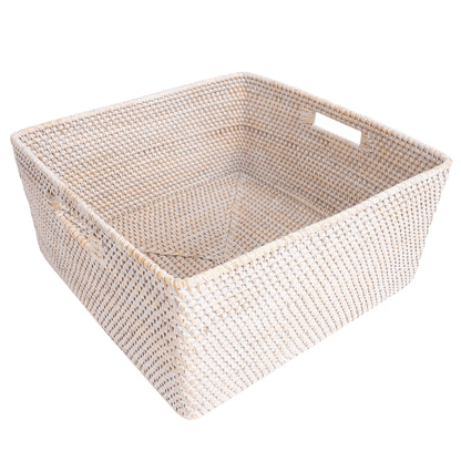 Square Rattan Storage Basket with Rounded Corners