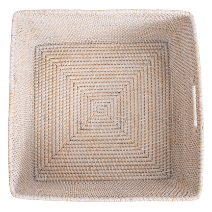 Square Rattan Storage Basket with Rounded Corners