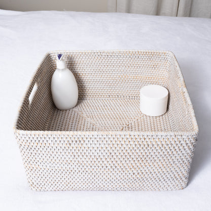 Square Rattan Storage Basket with Rounded Corners