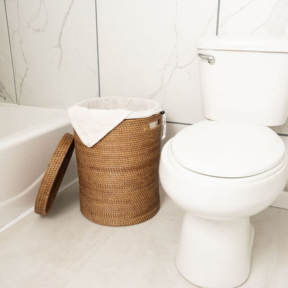 Round Rattan Laundry Hamper with Lid