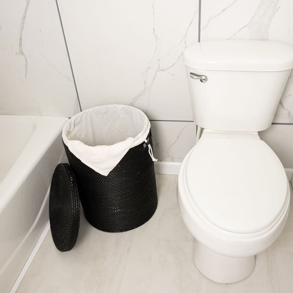 Round Rattan Laundry Hamper with Lid