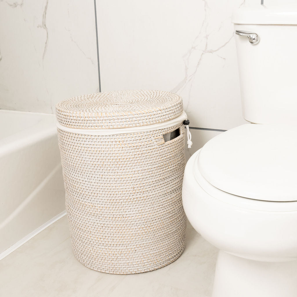 Round Rattan Laundry Hamper with Lid