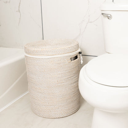 Round Rattan Laundry Hamper with Lid