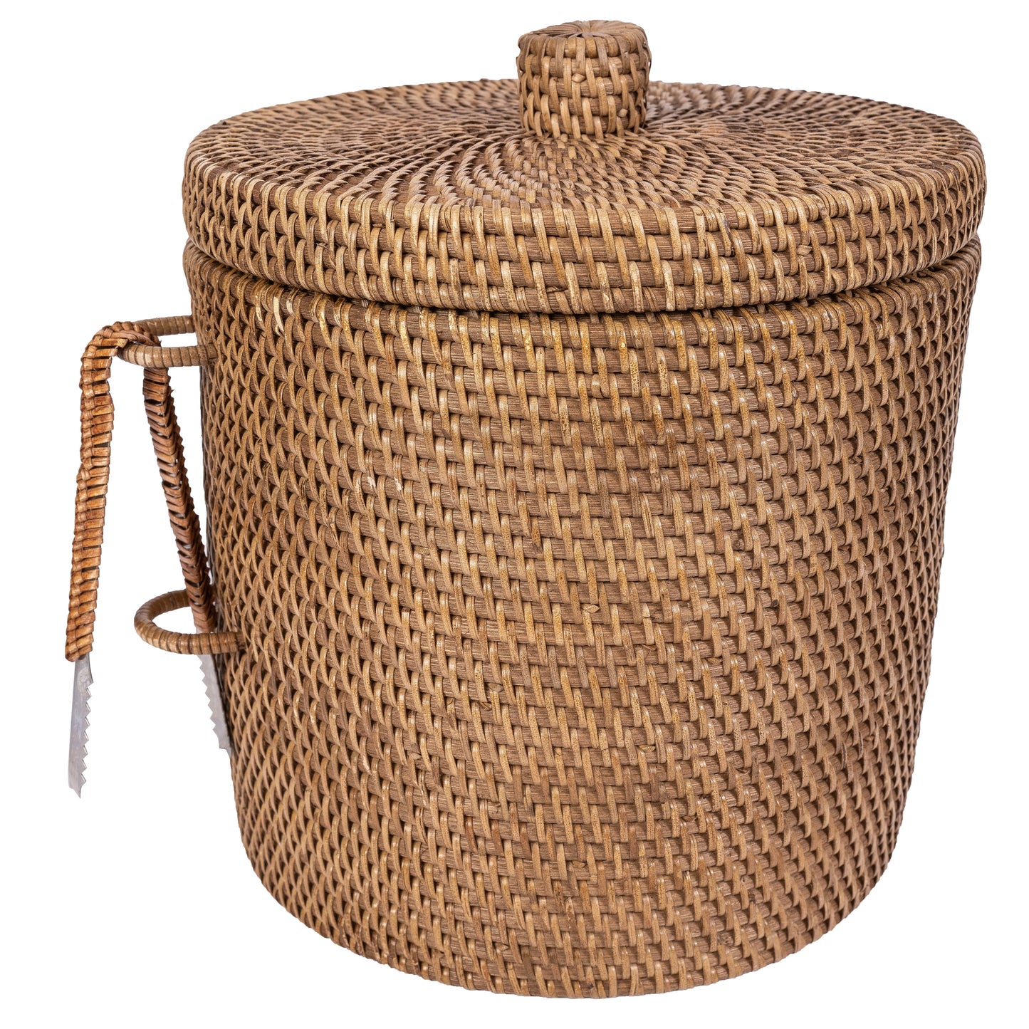 Rattan Ice Bucket with Tongs