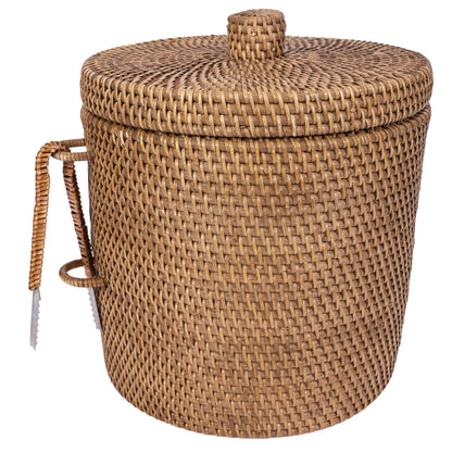 Rattan Ice Bucket with Tongs