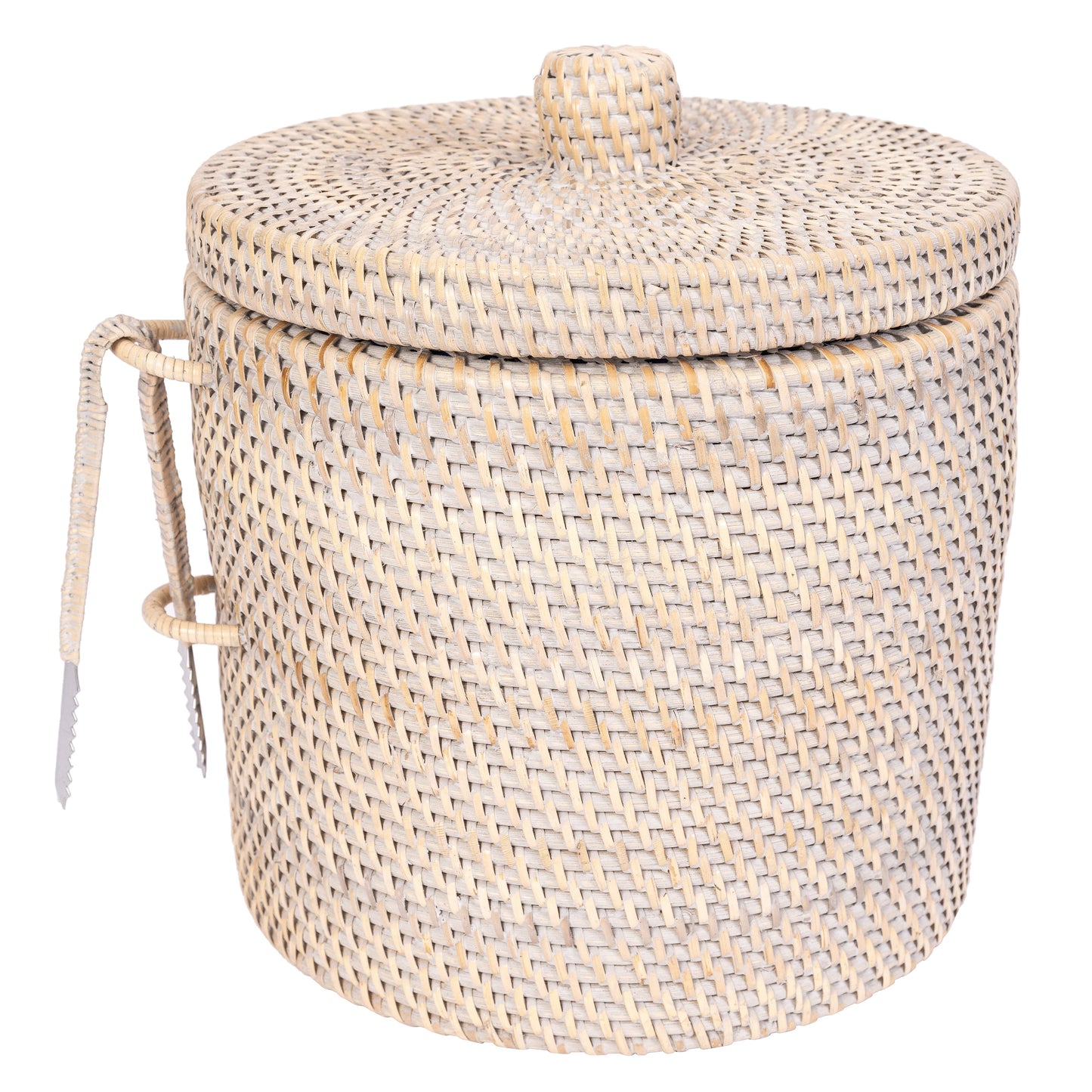 Rattan Ice Bucket with Tongs