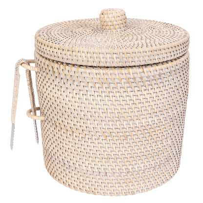 Rattan Ice Bucket with Tongs