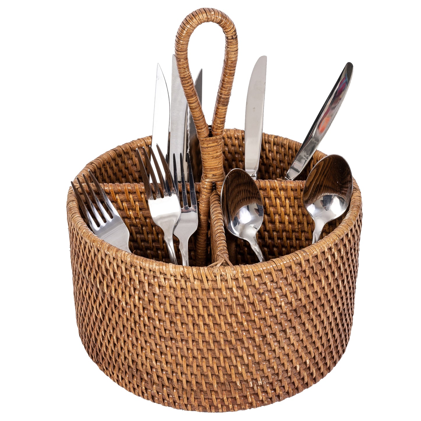 Rattan 4-Section Cutlery Caddy