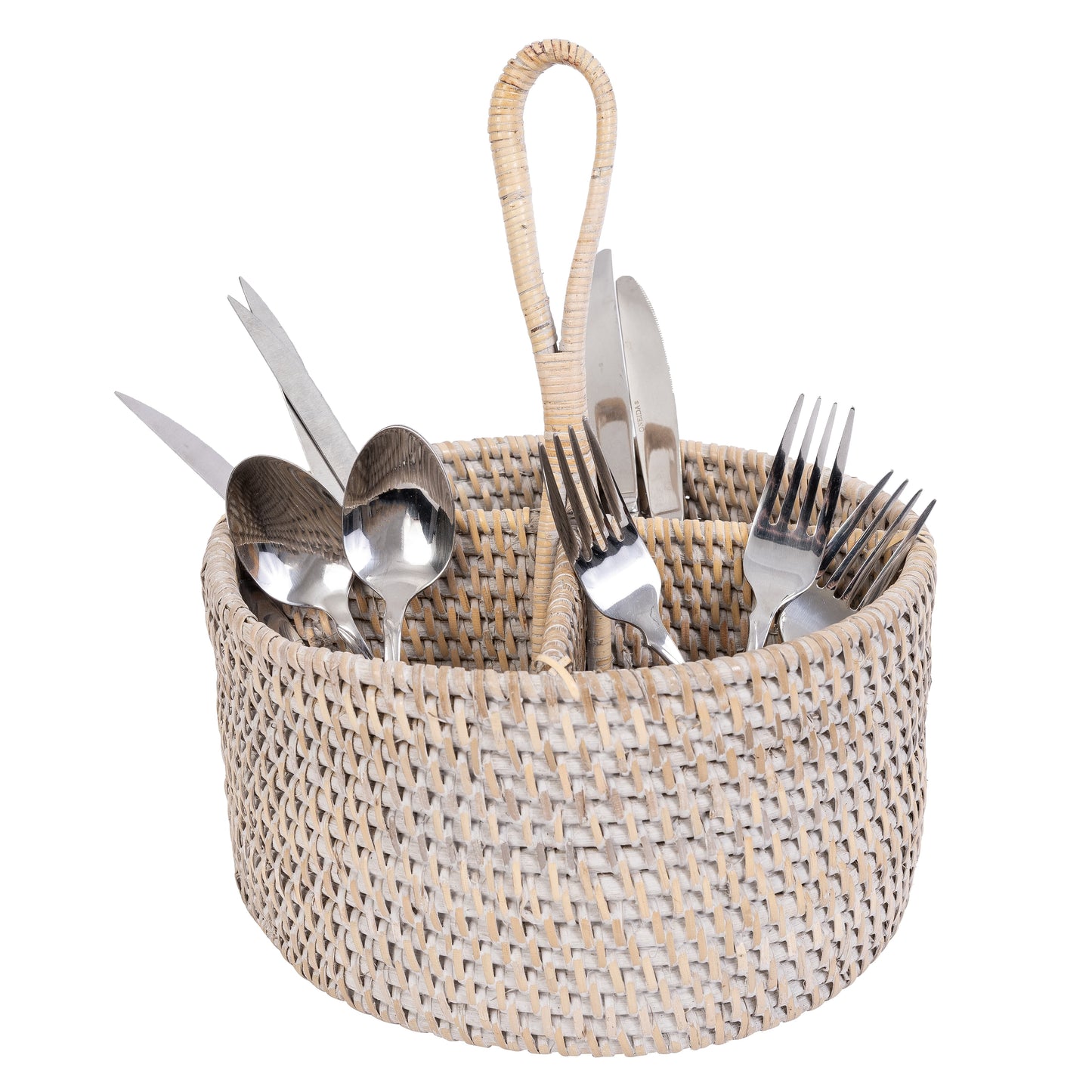 Rattan 4-Section Cutlery Caddy