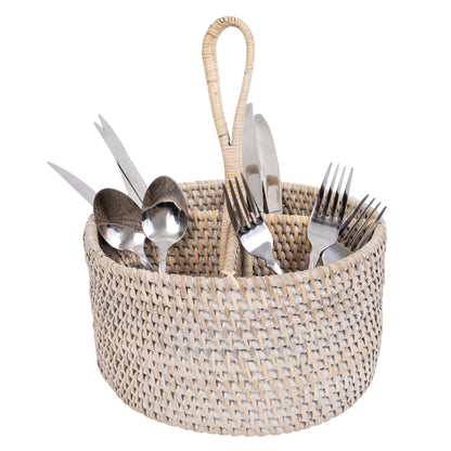 Rattan 4-Section Cutlery Caddy