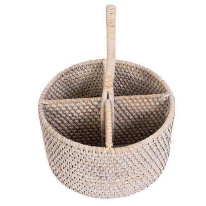 Rattan 4-Section Cutlery Caddy