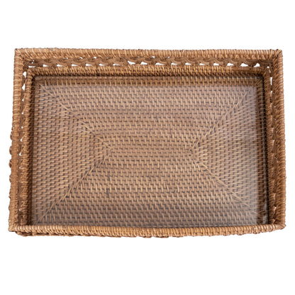 Braided Design Rectangular Tray with Glass Insert